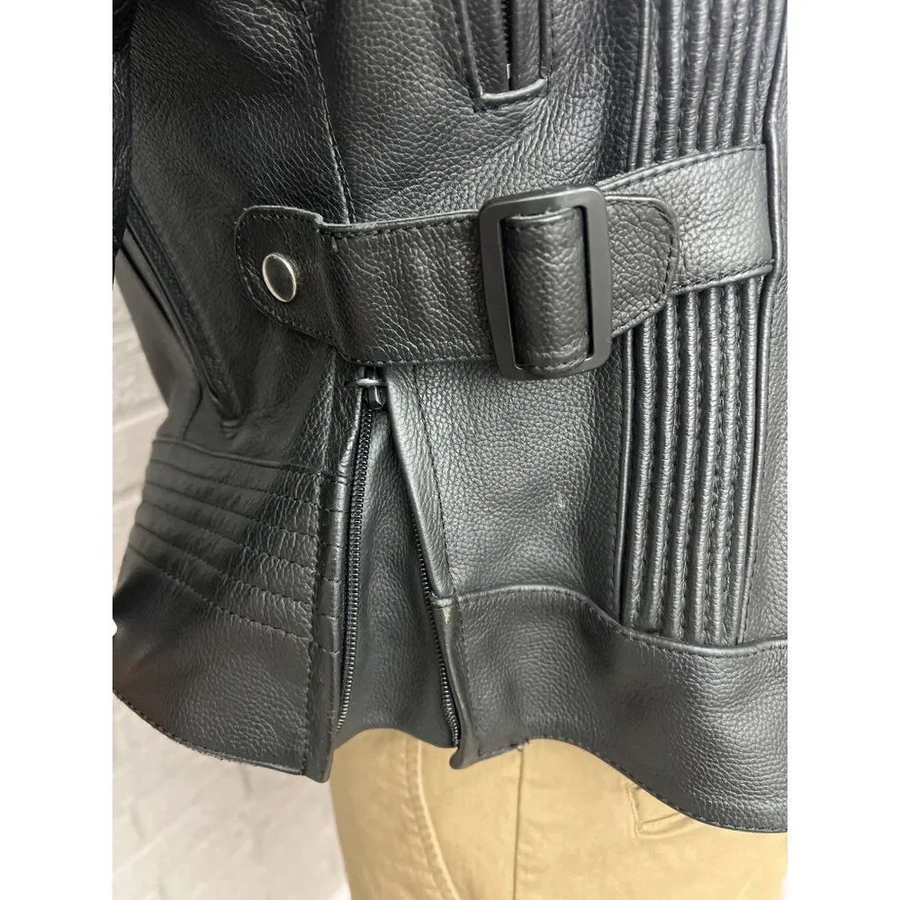 FieldSheer Black Men Armored Leather Motorcycle Jacket Size 14